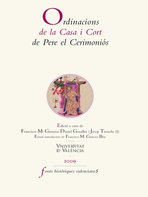 cover image of Ordinacions de la Casa i Cort de Pere el Ceremoniós